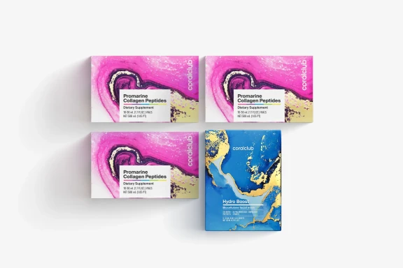 ערכת פרומרין פפטידים של קולגן (לתקופה של חודש) & מסכות ביו-צלולוז Hydro Boost לעור הפנים (5 אריזות אישיות)